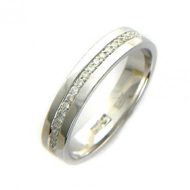 Обручальное кольцо с  бриллиантами из белого золота 585 пробы